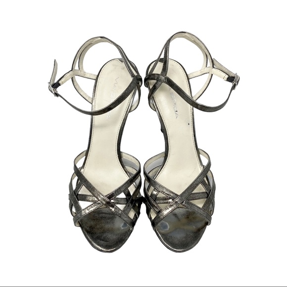 VIA SPIGA Metallic Pewter Strappy Open-Toe Heels - Picture 12 of 12